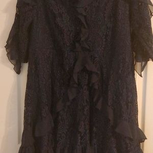 Size 16 navy blue lace ruffle lane bryant dress